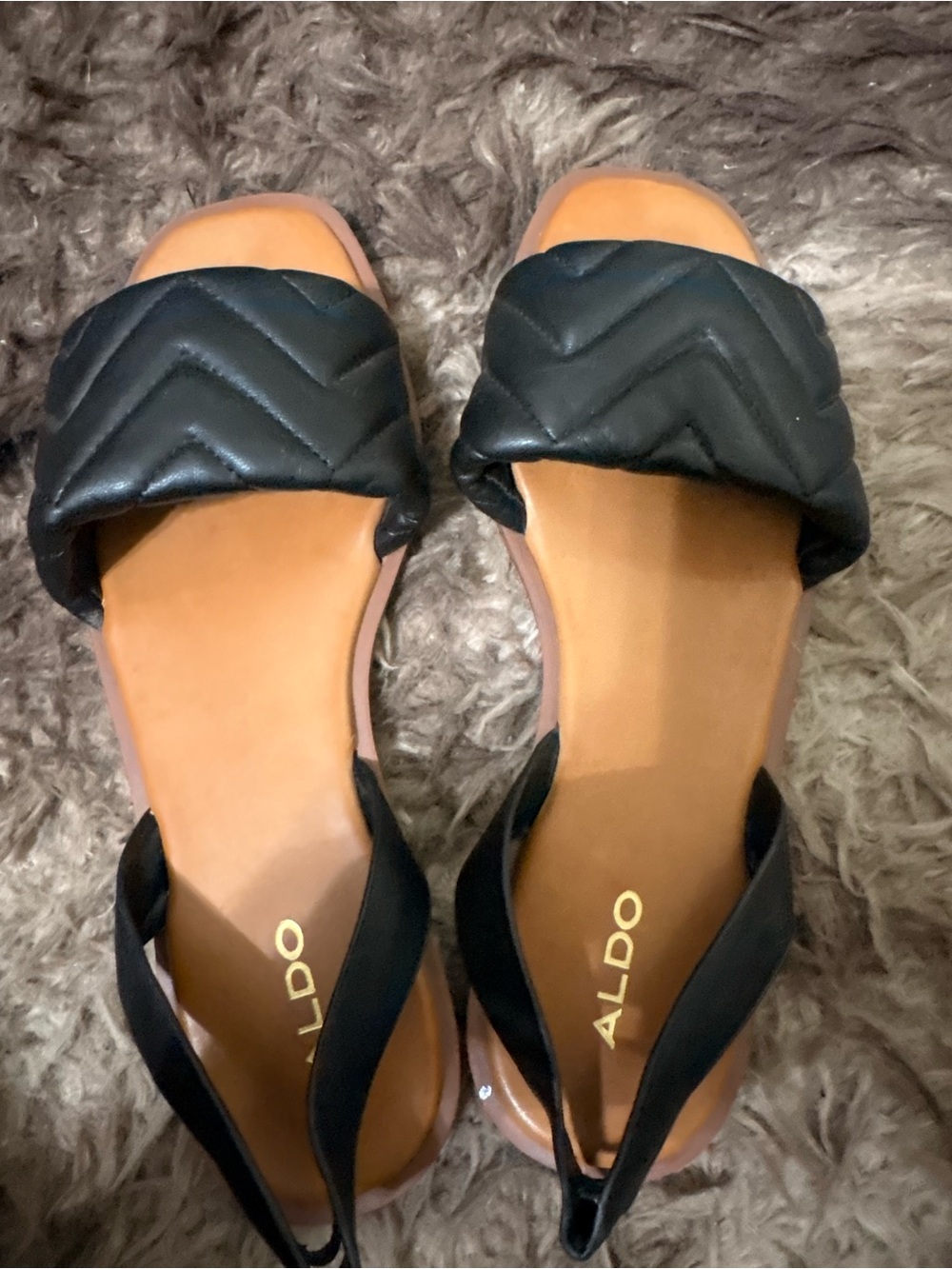 ALDO Black Quilted Slingback Slide Sandals
